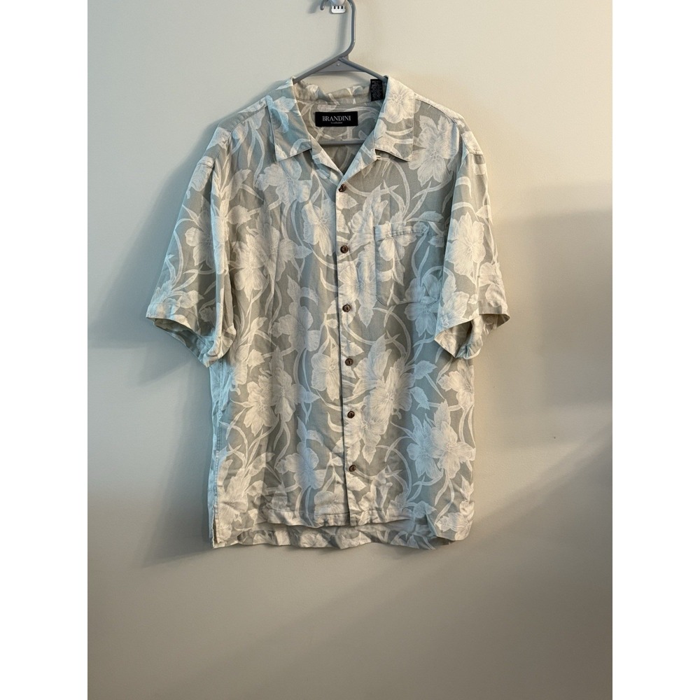 Brandini Le Collezioni Mens Size M‎ Silk Short Sleeve Hawaiian Shirt Floral